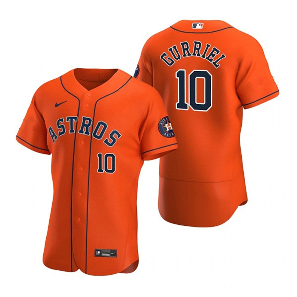 Men's Houston Astros #10 Yuli Gurriel Orange Flex Base Stitched Jersey